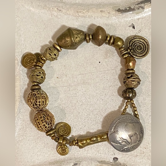 African Brass Bracelet - Picture 1 of 6